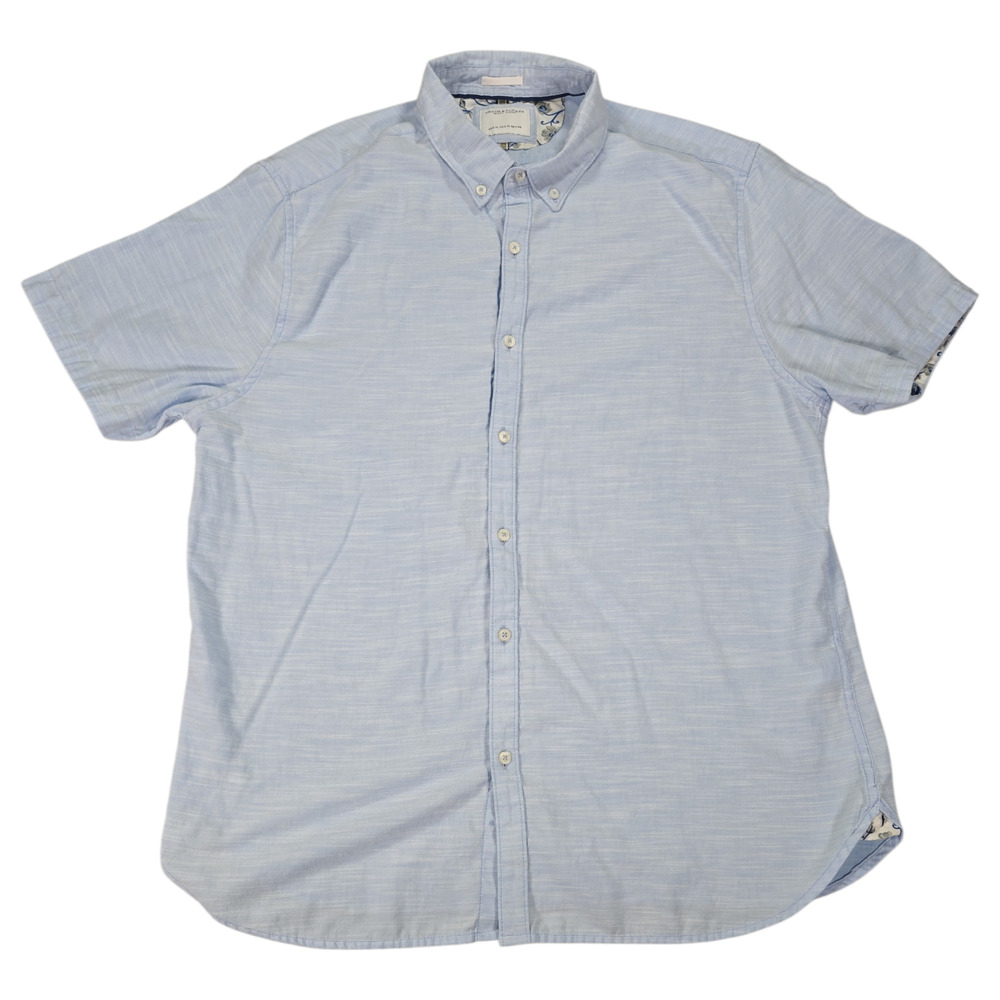 Denim Flower Men XL Blue Cotton Blend Short Sleeve Shirt Spring Summer Normcore